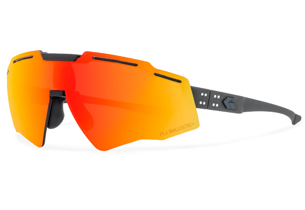 GATORZ Blastshield B2 Polarized Graphite w/Black Logo ANSI Z87.1+ Smoke Polarized w/Sunburst Mirror w/Anti-Fog