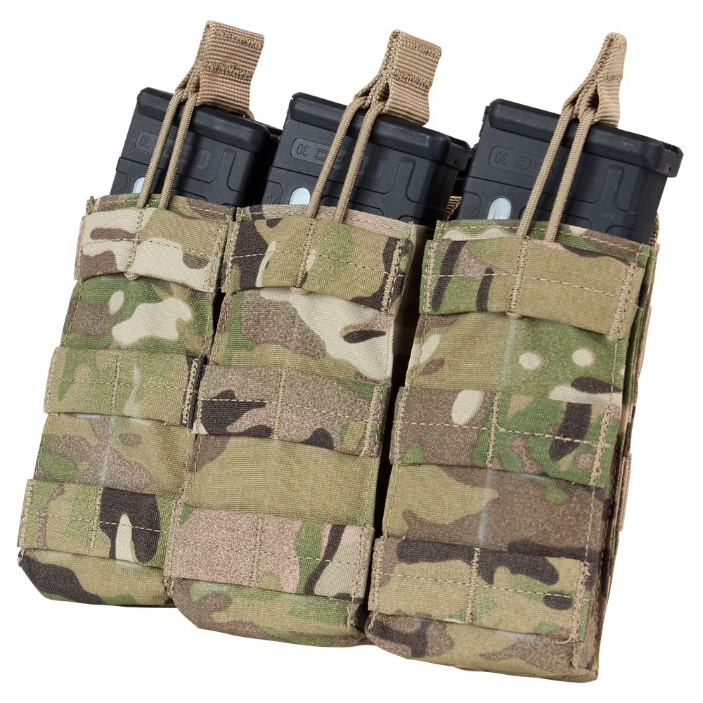 TRIPLE M4/M16 OPEN TOP MAG POUCH WITH MULTICAM