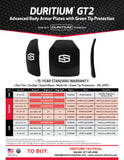 ShotStop Ballistic Armor: NEW Duritium GT2 SAPI CUT Multi-Curve 10" x 12" x .6"