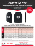ShotStop Ballistic Armor: NEW Duritium GT2 SAPI CUT Single-Curve 9.5" x 12.5" x .6"