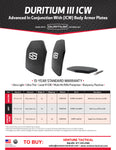 ShotStop Ballistic Armor: Duritium III ICW Level III Advanced In Conjunction - Full Size Single Curve 7" x 9" x .6"