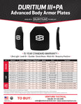 ShotStop Ballistic Armor: Duritium III+PA Level III+ SHOOTERS CUT Multi Curve 11" x 14" x .6"