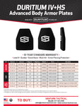 ShotStop Ballistic Armor: Duritium IV+HS SHOOTER CUT Single Curve 9.5" x 12.5" x 1.1"